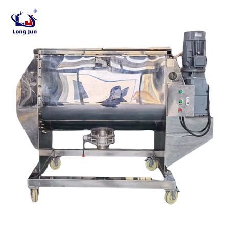 Food grade horizontal belt mixer with bottom screw conveyor